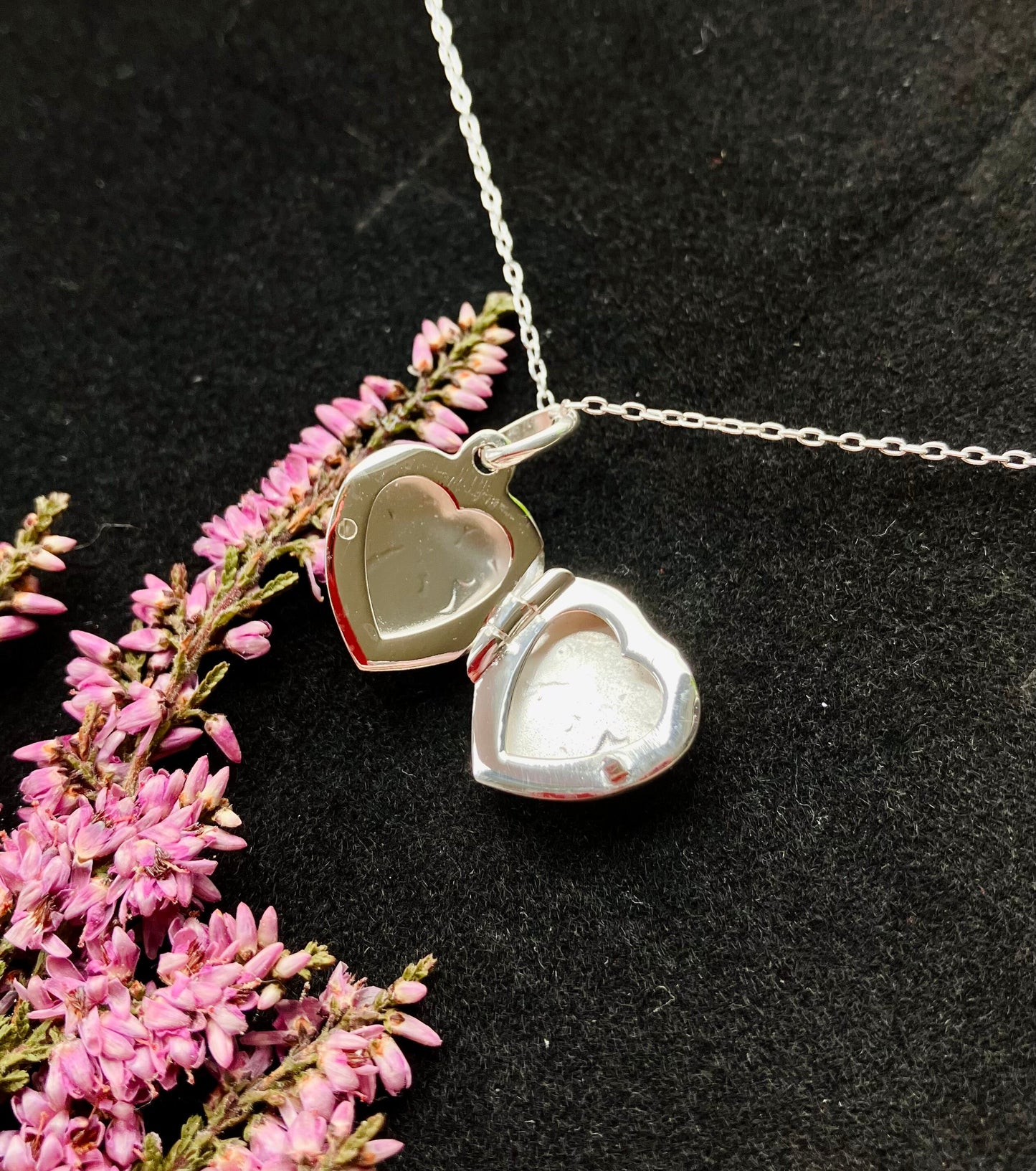 Real pressed flower  on solid silver locket pendant necklace on solid silver chain. For memories, photo locket - 13mm - forget me not flower