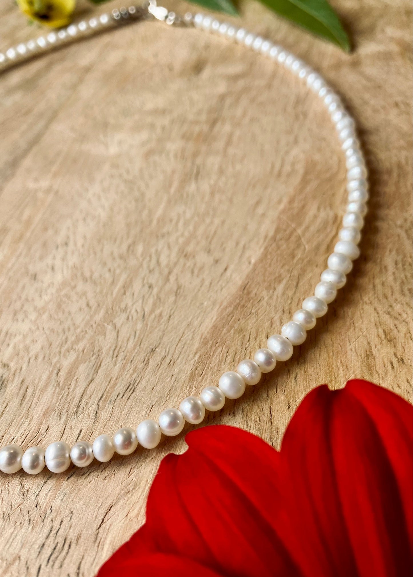 Genuine White Freshwater pearl necklace 3mm pearl size. Sterling silver clasp - 16 inches. Minimalist jewellery, gift for her, sea jewellery