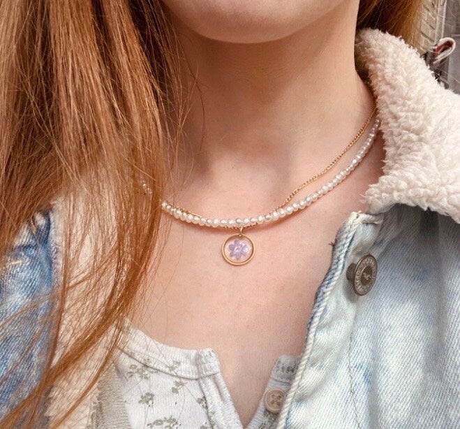 Genuine White Freshwater pearl necklace 3mm pearl size. Sterling silver clasp - 16 inches. Minimalist jewellery, gift for her, sea jewellery